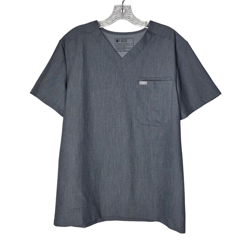 FIGS Leon One-Pocket Scrub Top Small Graphite Gray M21SW1051 Mens‎ V-Neck Scrub